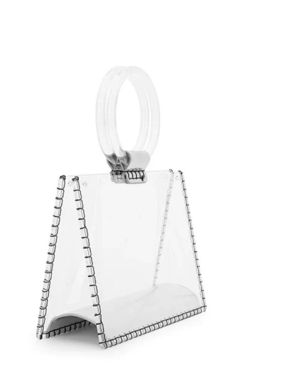 Vintage Havana Clear Acrylic Bag Clutch with Silver Trim